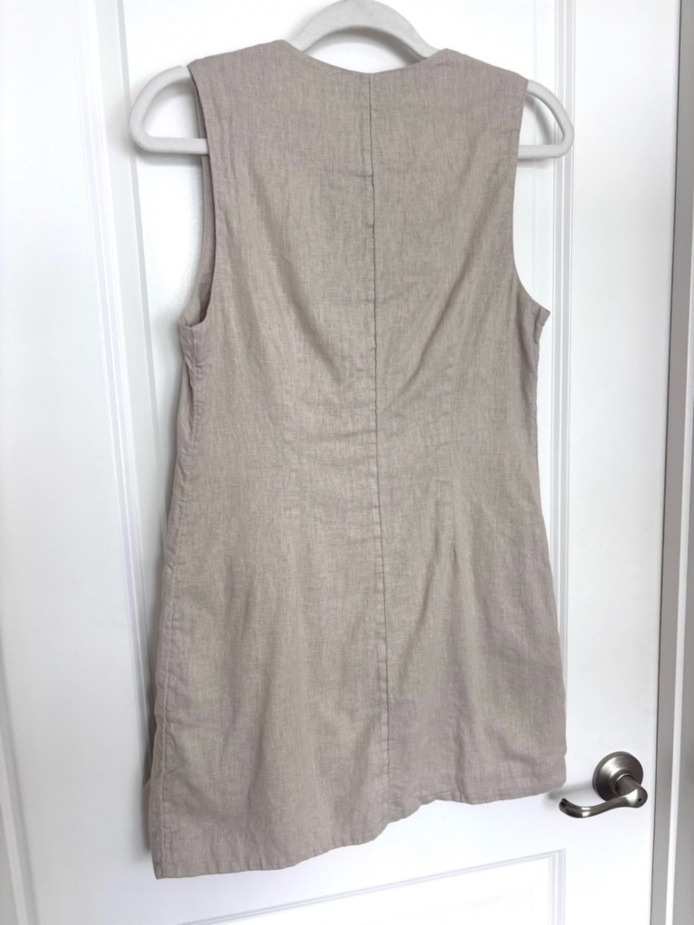 Abercrombie Linen Vest Dress Cotton Neutral Button Front Minimalist Size Small - Picture 10 of 10